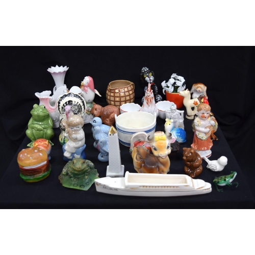 3033 - Large group of Ceramic animal themed condiments and others.  Qty