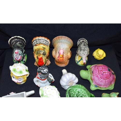 3033 - Large group of Ceramic animal themed condiments and others.  Qty