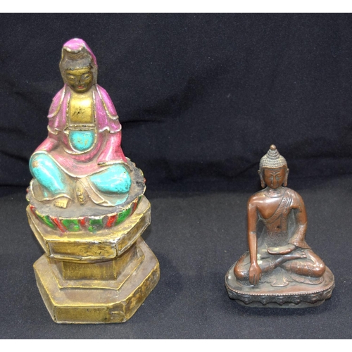 3039 - A Chinese  bronze Buddhas and bronze Tibetan buddha