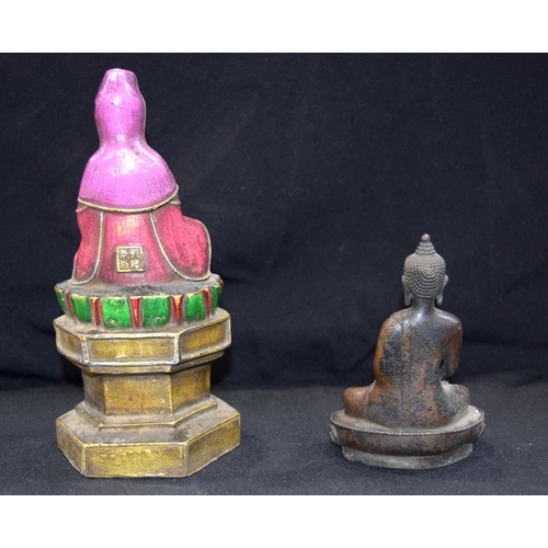 3039 - A Chinese  bronze Buddhas and bronze Tibetan buddha