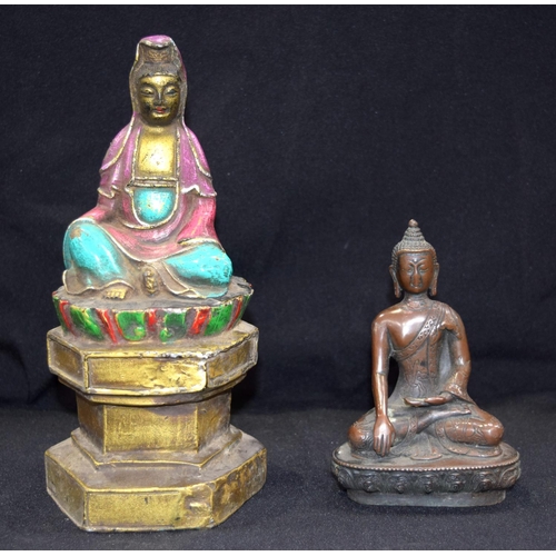 3039 - A Chinese  bronze Buddhas and bronze Tibetan buddha