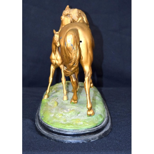 3042 - Spelter figure of a horse with foal.  24cm x 35cm