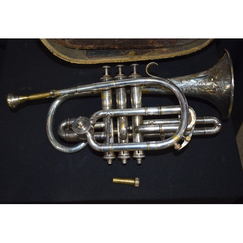 3047 - Boosey & Co Class A Cornet and case 18cm x 33cm