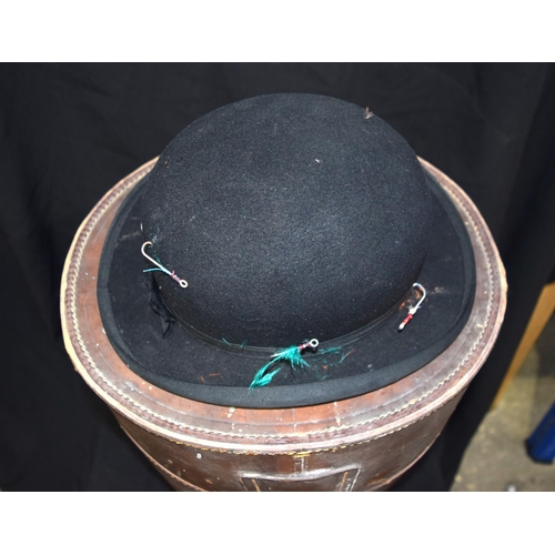 3053 - Two vintage Bowler hats and a Top Hat together with a quality leather hat box