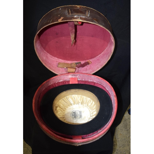 3053 - Two vintage Bowler hats and a Top Hat together with a quality leather hat box