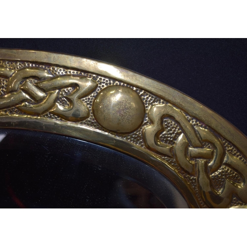 3057 - Brass surround bevelled mirror.  60cm x 39cm