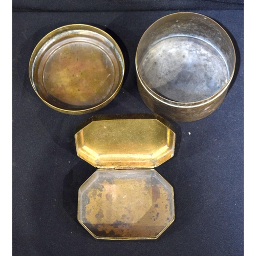 3065 - Two Indian19C engraved Brass boxes.  Largest 9.5cm x 13cm