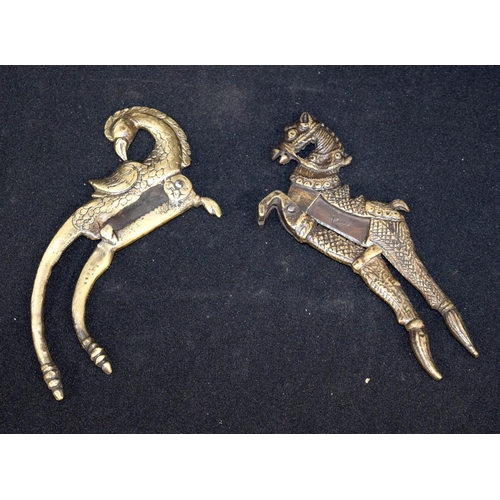 3067 - Two Indian bronze Nut Crackers in form of a bird and a horse 18 cm