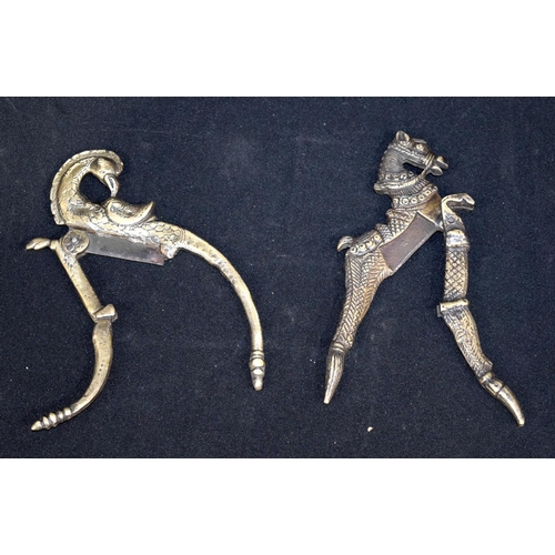 3067 - Two Indian bronze Nut Crackers in form of a bird and a horse 18 cm