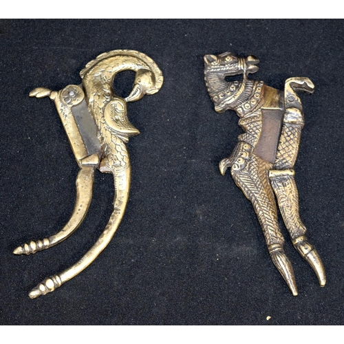 3067 - Two Indian bronze Nut Crackers in form of a bird and a horse 18 cm