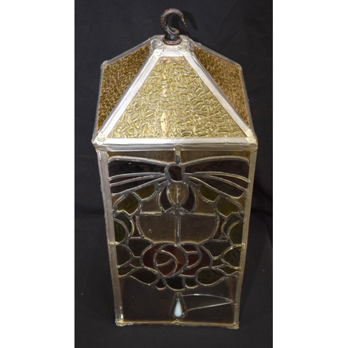 3074 - A large stained glass leaded hanging Lantern.