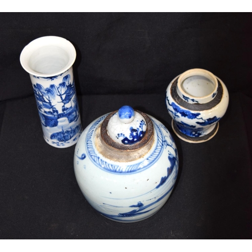 3076 - Chinese Sleeve Vase , Ginger Jar and another.  largest 20 cm (3)