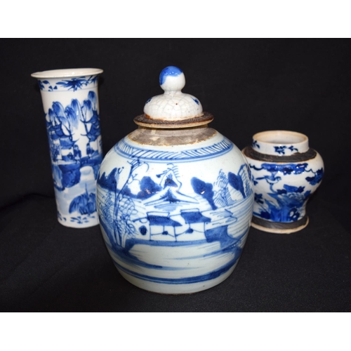 3076 - Chinese Sleeve Vase , Ginger Jar and another.  largest 20 cm (3)