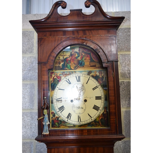 3087 - 18th C Mitchell & Russell Long case clock, 8 Day movement . 227cm x 56cm