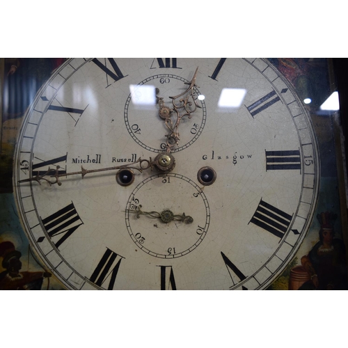 3087 - 18th C Mitchell & Russell Long case clock, 8 Day movement . 227cm x 56cm