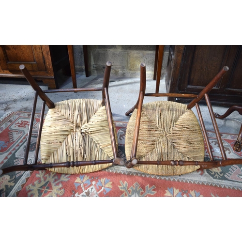 3094 - Pair of vintage Chairs with wicker seats