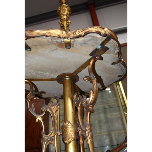 3095 - 19th Century English (in a French style) marbled top Table with Bronze legs.  147cm x 51cm