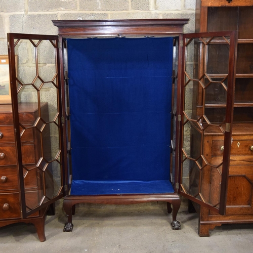 3102 - A George III Style Double glass fronted, velvet lined  Display Cabinet.  183cm x 108cm