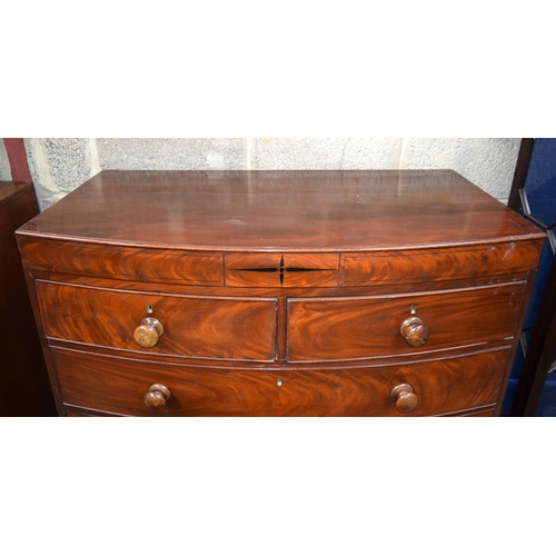 3103 - Circa 1850 Chest of Drawers with cross banding to top 5 drawers.  113cm x 105cm