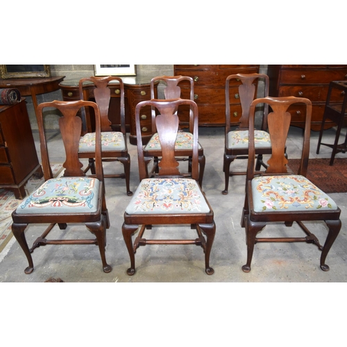 3109 - Six Queen Anne style chairs, individual upholstered seats. (6)