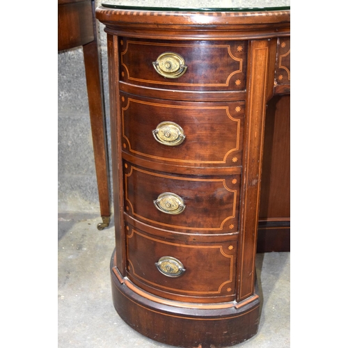 3110 - An Antique Kidney shaped Desk with glass top, once owned by Sir John Lubbock who was elected to Parl... 