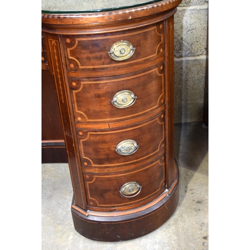 3110 - An Antique Kidney shaped Desk with glass top, once owned by Sir John Lubbock who was elected to Parl... 