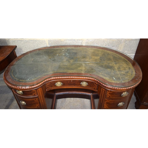 3110 - An Antique Kidney shaped Desk with glass top, once owned by Sir John Lubbock who was elected to Parl... 