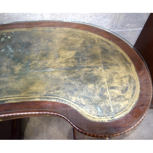 3110 - An Antique Kidney shaped Desk with glass top, once owned by Sir John Lubbock who was elected to Parl... 