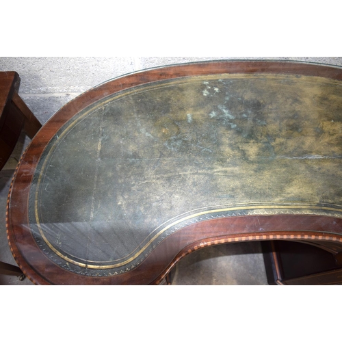 3110 - An Antique Kidney shaped Desk with glass top, once owned by Sir John Lubbock who was elected to Parl... 