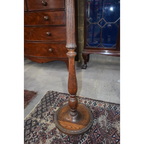 3123 - Four wooden Lamp Stands with shades.  largest 159cm tall