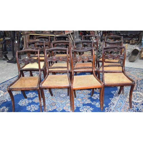 3124 - 12 Regency Dining Chairs with wicker seats