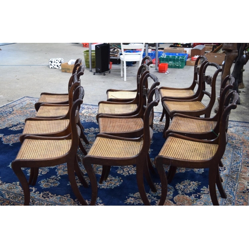 3124 - 12 Regency Dining Chairs with wicker seats