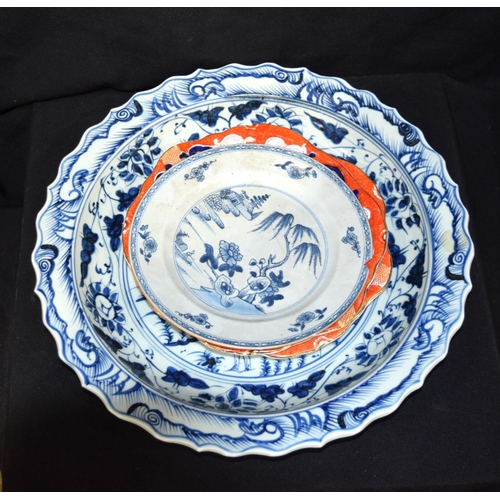 3127 - Large Japanese dish and 3 other plates.  largest 40cm diameter