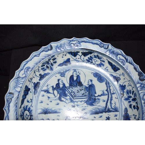 3127 - Large Japanese dish and 3 other plates.  largest 40cm diameter