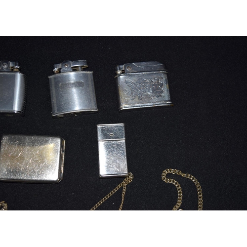 3130 - Group of vintage lighters, Cloisonne napkin & decanter labels.  Qty