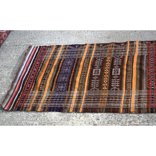 3137 - An Anatolian wool Cicim embroidered long rug.  317cm x 117cm