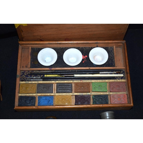 3163 - A vintage Painting Box, Hip Flasks etc (qty)