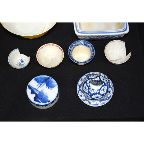 3164 - A group oriental collection including framed Pith papers and ceramics