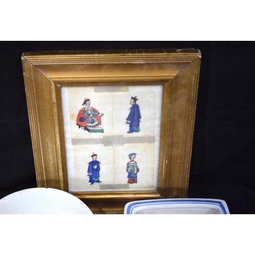 3164 - A group oriental collection including framed Pith papers and ceramics