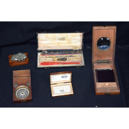 3170 - Vintage slide viewer, compass, geological sample etc