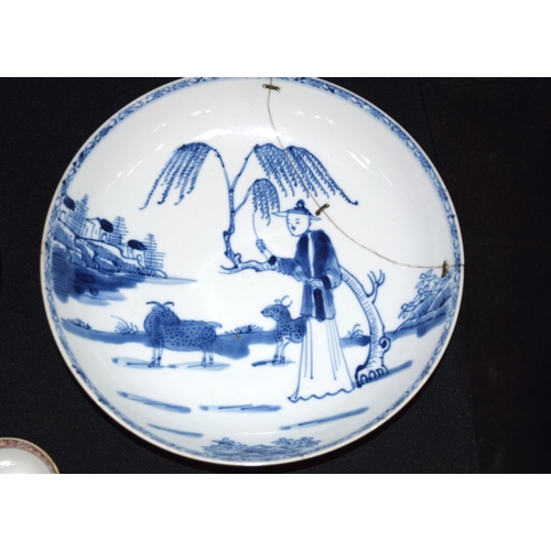 3177 - Two blue and white Chinese dishes and small tea bowl (3)