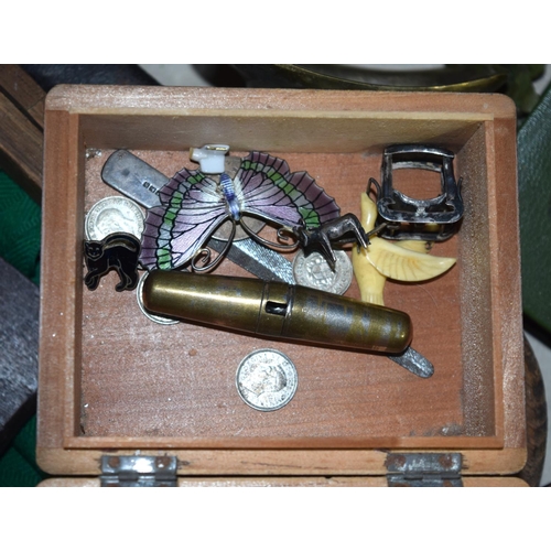 3185 - Miscellaneous group, vintage tools, money boxes, opera glasses etc