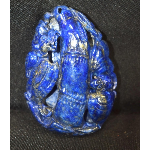 3200 - Small Lapis Lazuli carved bolder/pendant. 7cm