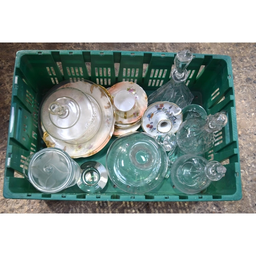 3217 - Large collection of coloured glass, decanters and porcelain (2)