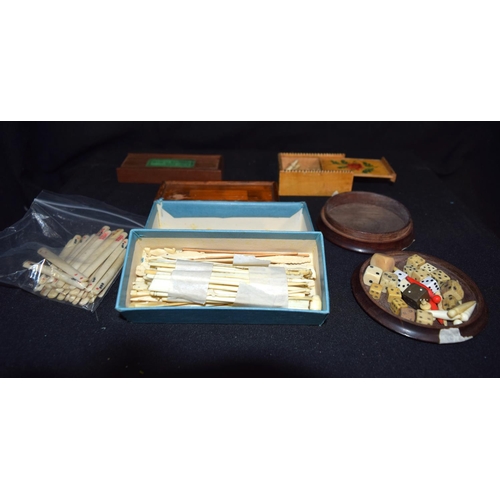 3218 - Collection of  Bone and Ivory dice, counters and vintage games