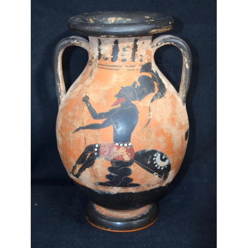 3224 - A  Roman style Terracotta twin handled vase.  24cm