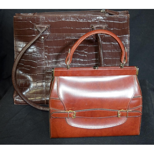 3229 - Vintage Osprey of London leather Handbag together with an Essey Bag.  35cm x 26cm