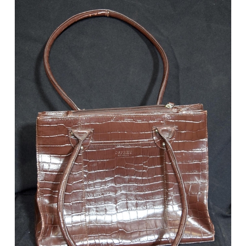 3229 - Vintage Osprey of London leather Handbag together with an Essey Bag.  35cm x 26cm