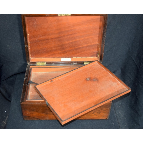 3231 - A boxed stainless Knife Set together with another wooden box with Mother of Pearl insert.  41cm x 15... 