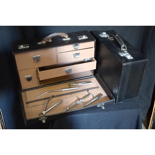 3238 - Two leather cases of vintage Dentistry equipment